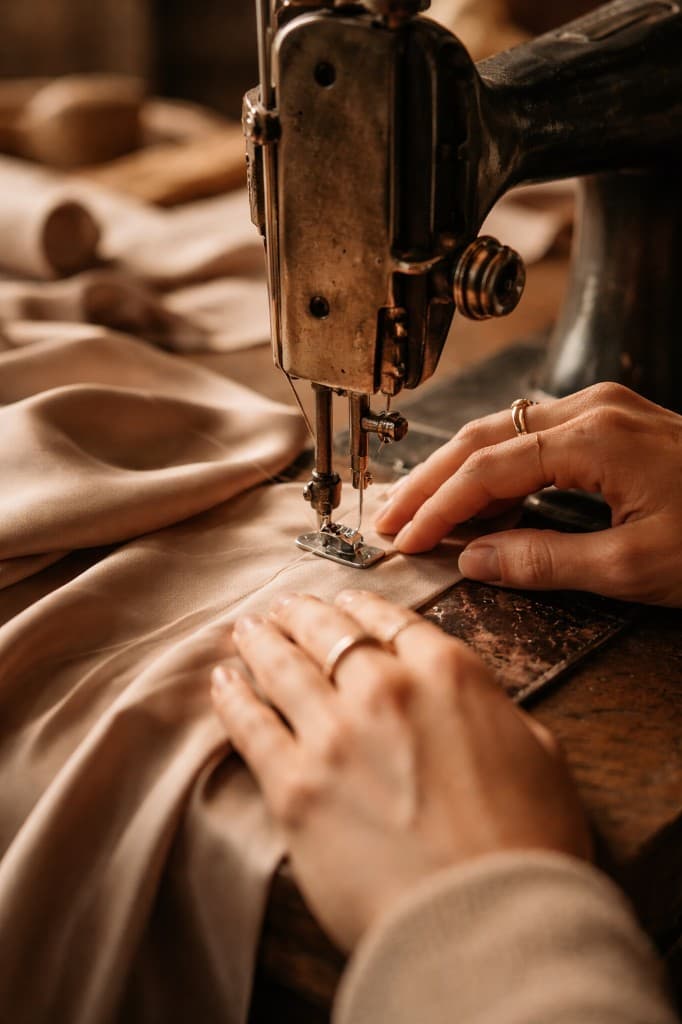 Handcrafted quality - vintage sewing machine creating timeless pieces